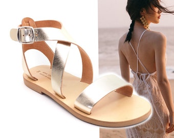 Genuine Greek leather Sandals, Gladiator Sandals, Greek Leather Sandals, Women Rose Gold Sandals, Handmade  Greek Sandals, Wedding Sandales