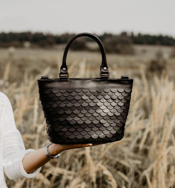 Genuine Leather Fish Scale Bag, Black Bag, Handmade Handbag, -  Canada