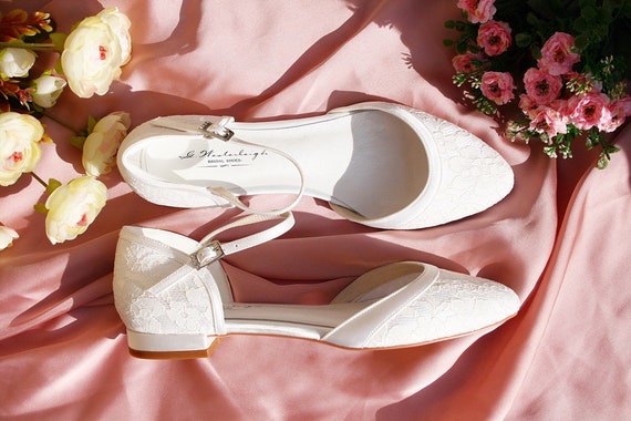 Zapatos planos de encaje de novia Zapatos de boda para novia - Etsy España