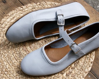 Ballerinas Leather - New Sky , Ankle strap ballet pumps, Leather Mary Jane