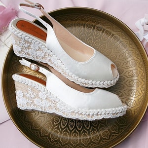 Wedding espadrilles, Wedding Boho, Wedge wedding shoes,