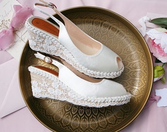 Hochzeitsschuhe mit Keilabsatz, Braut-Espadrilles, Hochzeit Boho