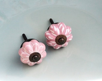 Rose Ceramic floral pattern knobs, Ceramic Knob Cabinet Knobs / Drawer Pulls