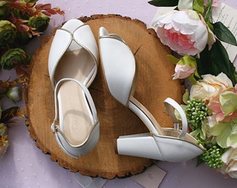 Zapatos blancos cremosos – JULIA, zapatos de cuero para novia, zapatos de cuero genuino para la noche, zapatos lujosos de color blanco cremoso,