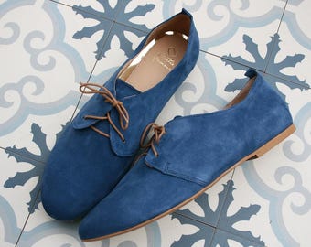 Suede Leather Oxford Women Shoes,  Flats Handmade, Comfortable Flats, Leather flat shoes, Soft leather oxfords