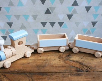 Ensemble de train en bois fait à la main, Cadeau pour les enfants, Jouet en bois pour tout-petit, Jouet Montessori, Jouets en bois, Train en bois,