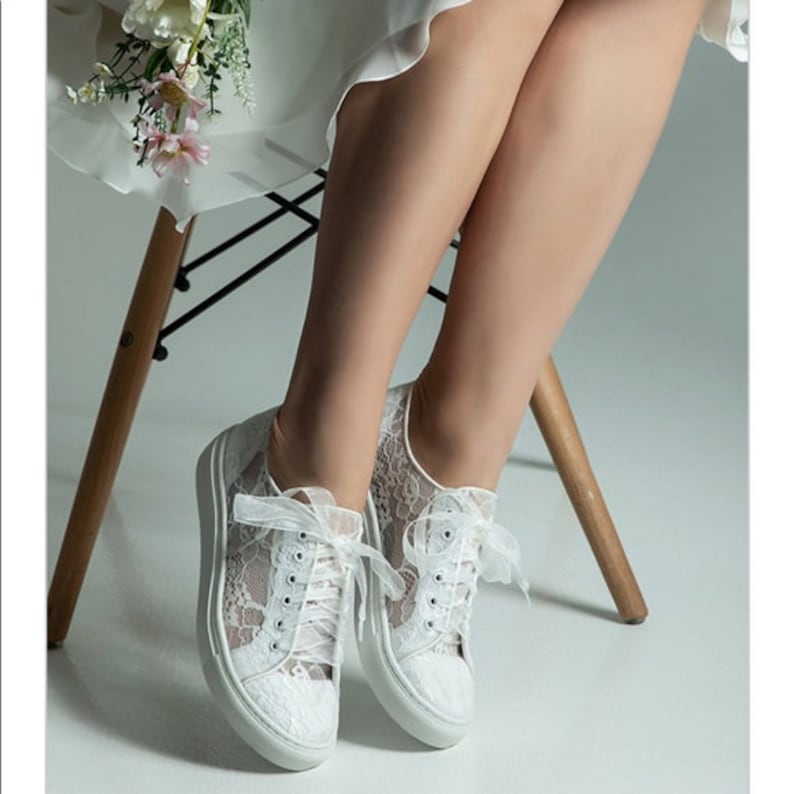 Baskets de mariée en dentelle, chaussures de mariée en dentelle, chaussures de mariage pour la mariée image 2