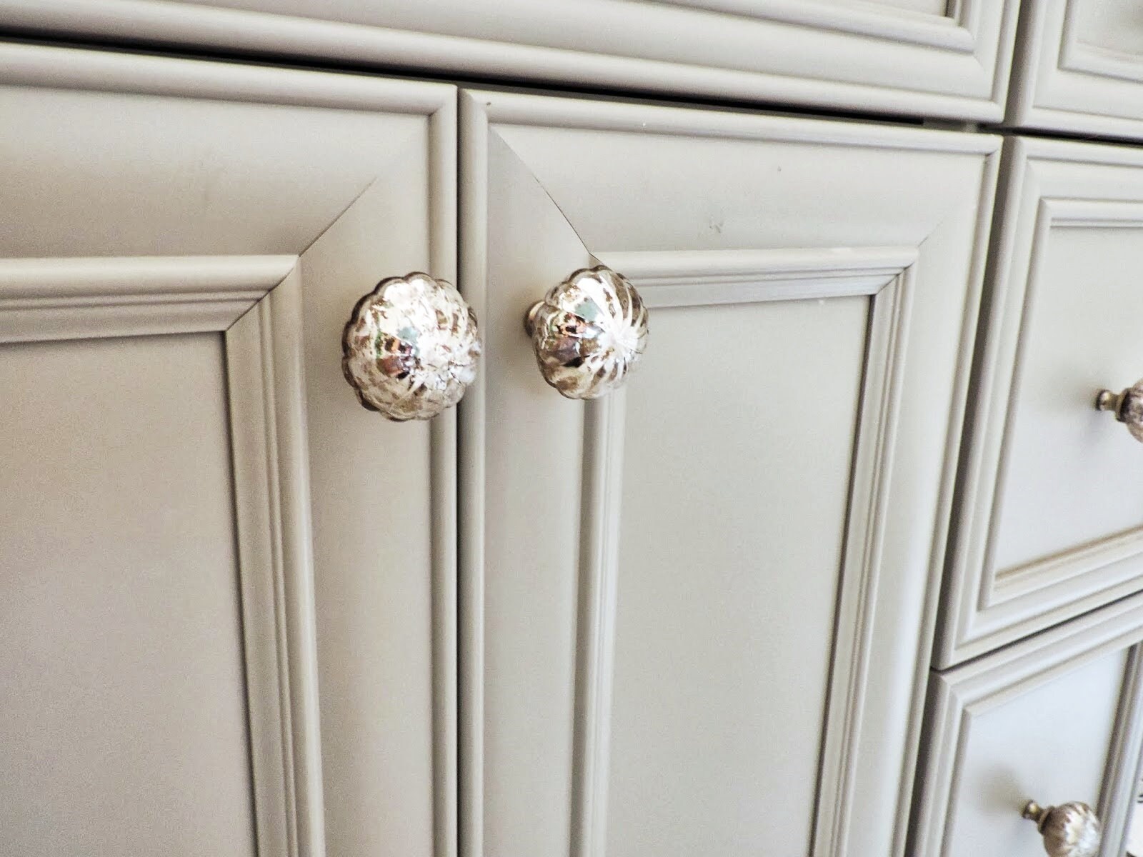 Silver Mirrored Glass Knobs Knobs / Drawer Pulls Etsy