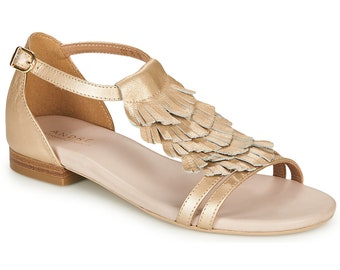Gold wedding sandals - Paris, Bridesmaid shoes, Genuine leather sandals