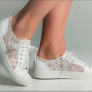 Bridal lace sneakers, Bridal lace shoes, Wedding shoes for bride