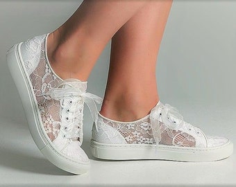 Bridal lace sneakers, Bridal lace shoes, Wedding shoes for bride