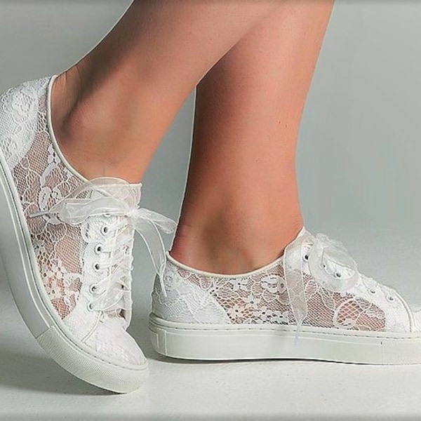 Bridal lace sneakers, Bridal lace shoes, Wedding shoes for bride