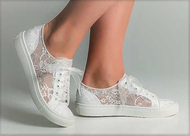 Baskets de mariée en dentelle, chaussures de mariée en dentelle, chaussures de mariage pour la mariée image 1