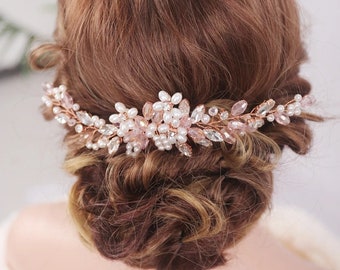 Rose Gold Bridal Hair Comb, Bridal Comb, Wedding Hair Comb,  Wedding Hair Accessories, Bride jewelery