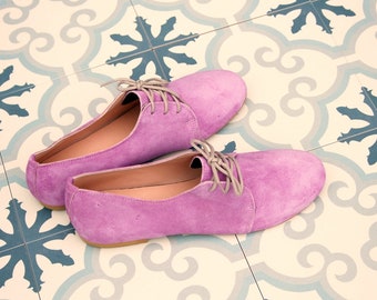 Suede Leather Oxford Women Shoes,  Flats Handmade, Comfortable Flats, Leather flat shoes, Soft leather oxfords