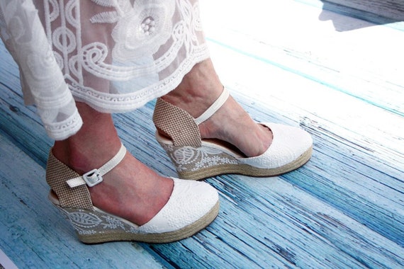 Bridal Espadrilles Wedge Shoes Wedding Boho - Etsy