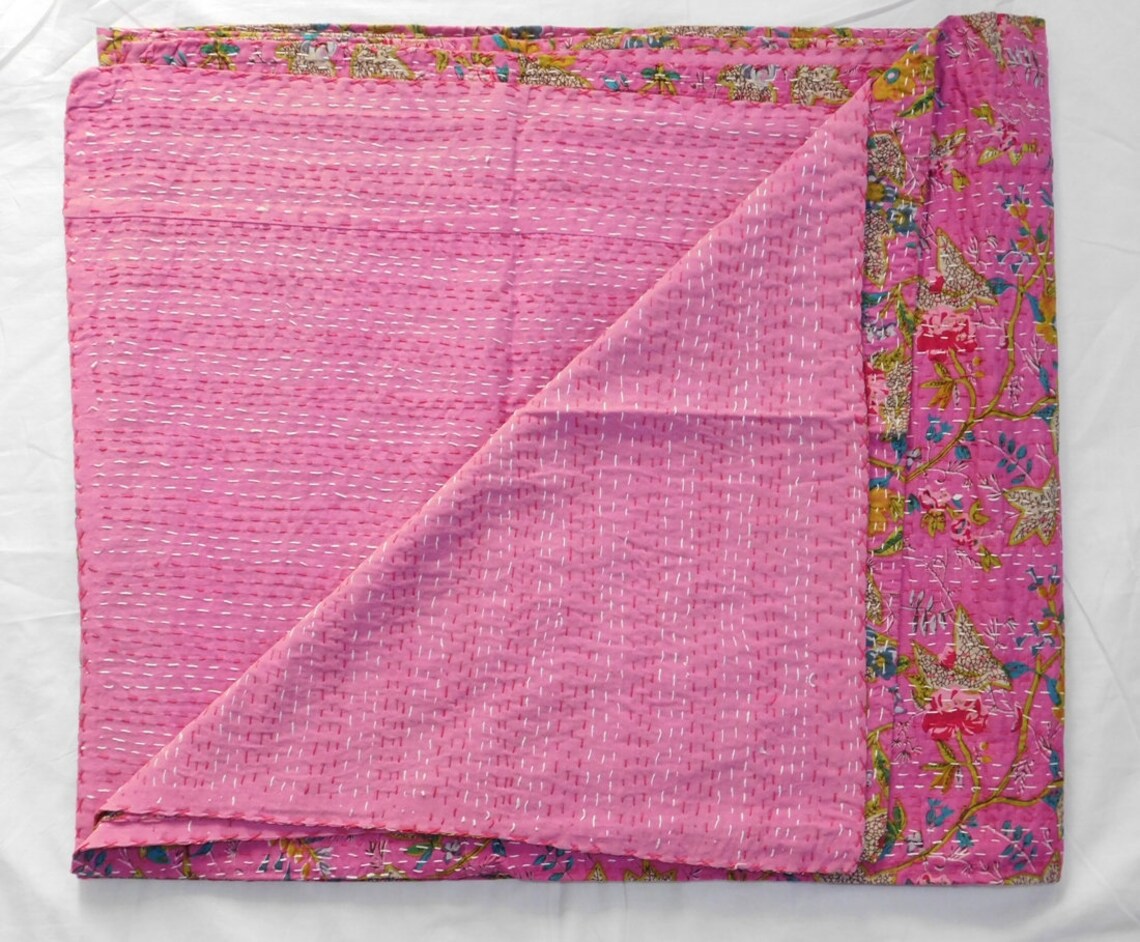 Handmade Kantha Bedspread Indian Cotton Kantha Quilts 100 Etsy
