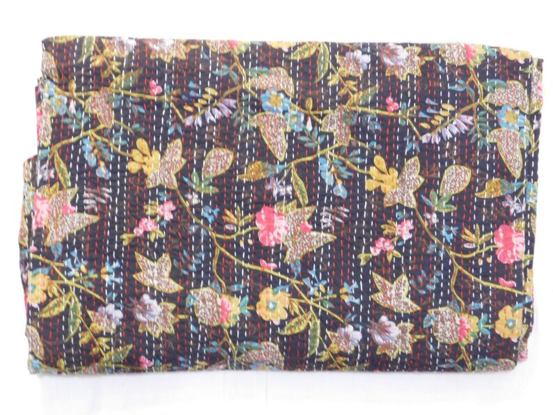 Handblock Kantha Quilt Handmade Kantha Bedspread Indian,Quilts 100/% cotton Cotton Gudari
