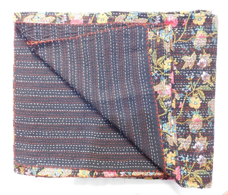 Handblock Kantha Quilt Handmade Kantha Bedspread Indian,Quilts 100/% cotton Cotton Gudari