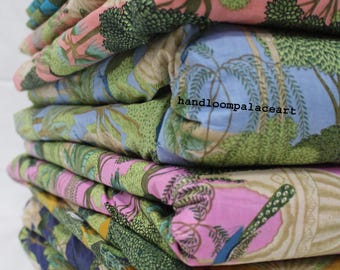 Handmade Cotton Fabric By The Yard: Peacock Print Sewing Craft