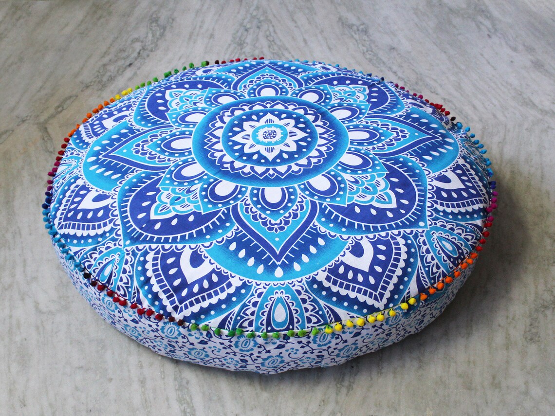 Grande 35X35 Mandala redonda meditación cojín asiento | Etsy