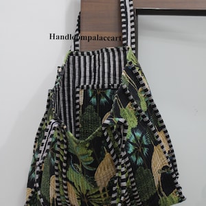 Schwarze Tote Handtasche indische Frauen Pfau Print Baumwolltasche Wende Einkaufstasche