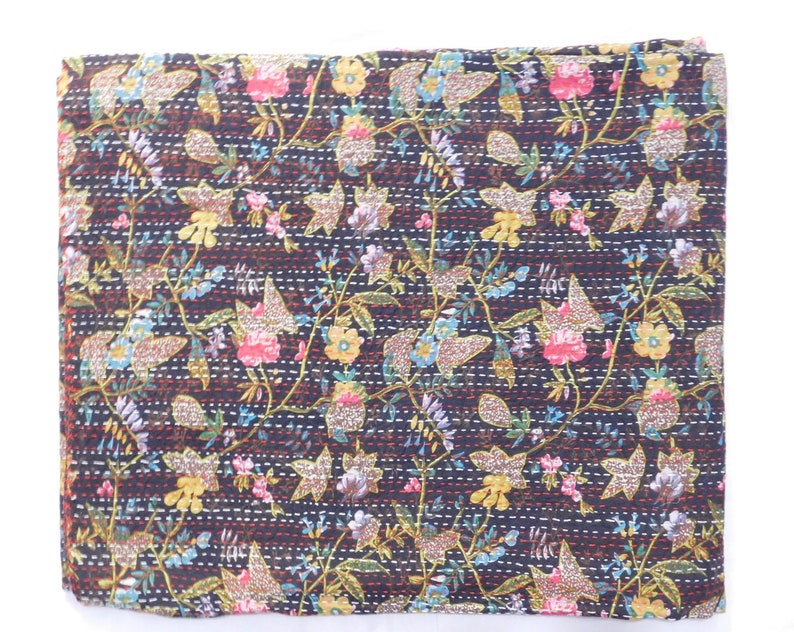 Handblock Kantha Quilt Handmade Kantha Bedspread Indian,Quilts 100/% cotton Cotton Gudari