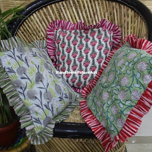 Handmade Indian Frill Cushion Cover 100% Cotton Pillow Covers Handmade Raffle bohemian pillows