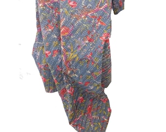 Fait à la main, couette indienne Kantha, jeté imprimé oiseau, couvre-lit kantha, couette en coton, jeté kantha, couvre-lit indien, cadeau pour elle, reine kantha