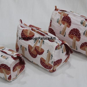 Women's bath bag set of 3 block print toiletry bag cotton makeup pouch bag gift for her