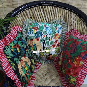 Handmade Floral Cotton Pillow Cover: Indian Bohemian Frill Cushion