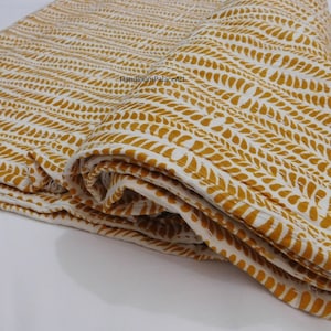 Handmade Indian Kantha Quilt yellow kantha bedspread cotton quilt kantha throw Indian bed cover