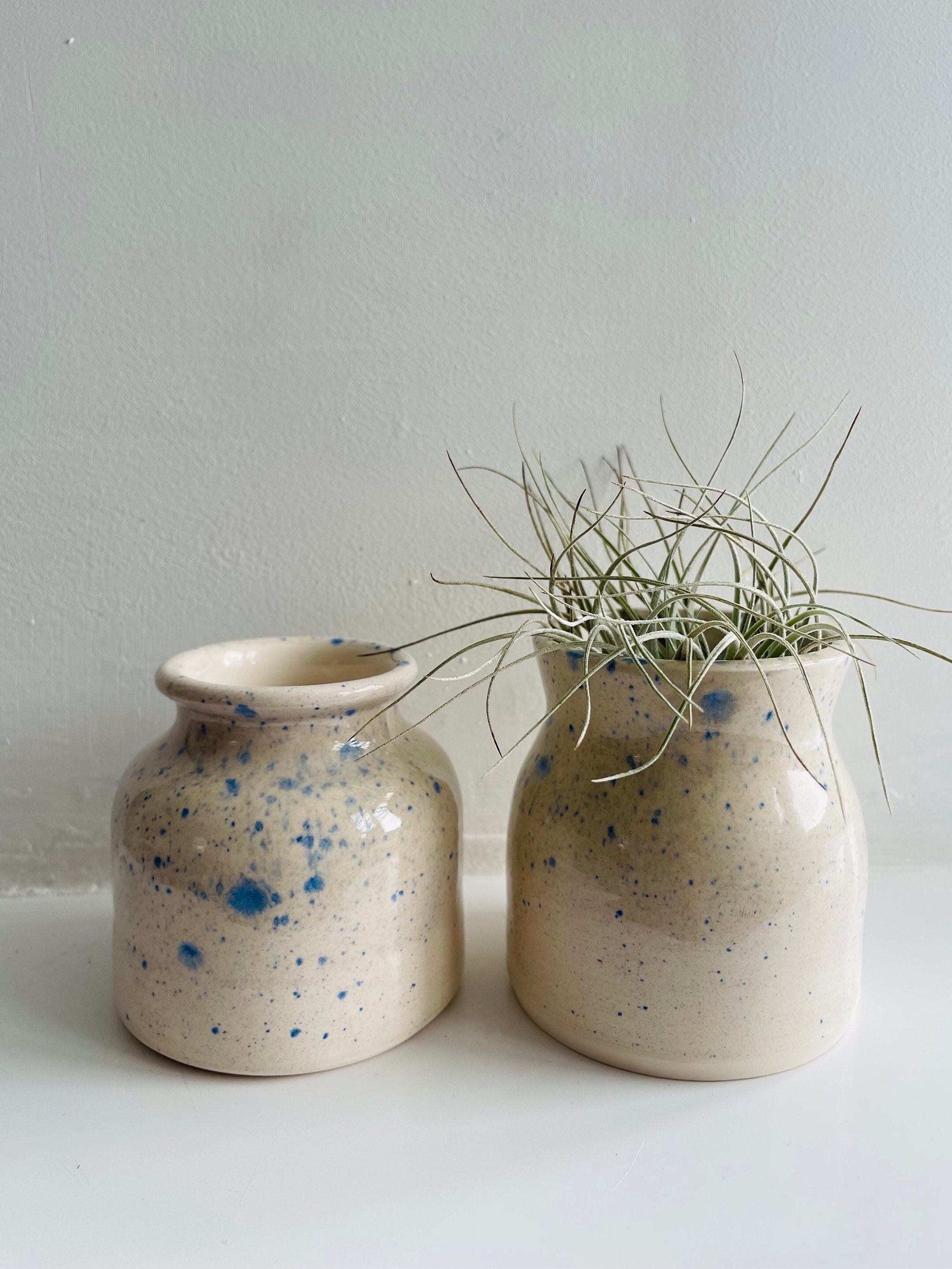 Ceramic Blue / White / Speckled Bud Vase / Decorative Pot / Container ...