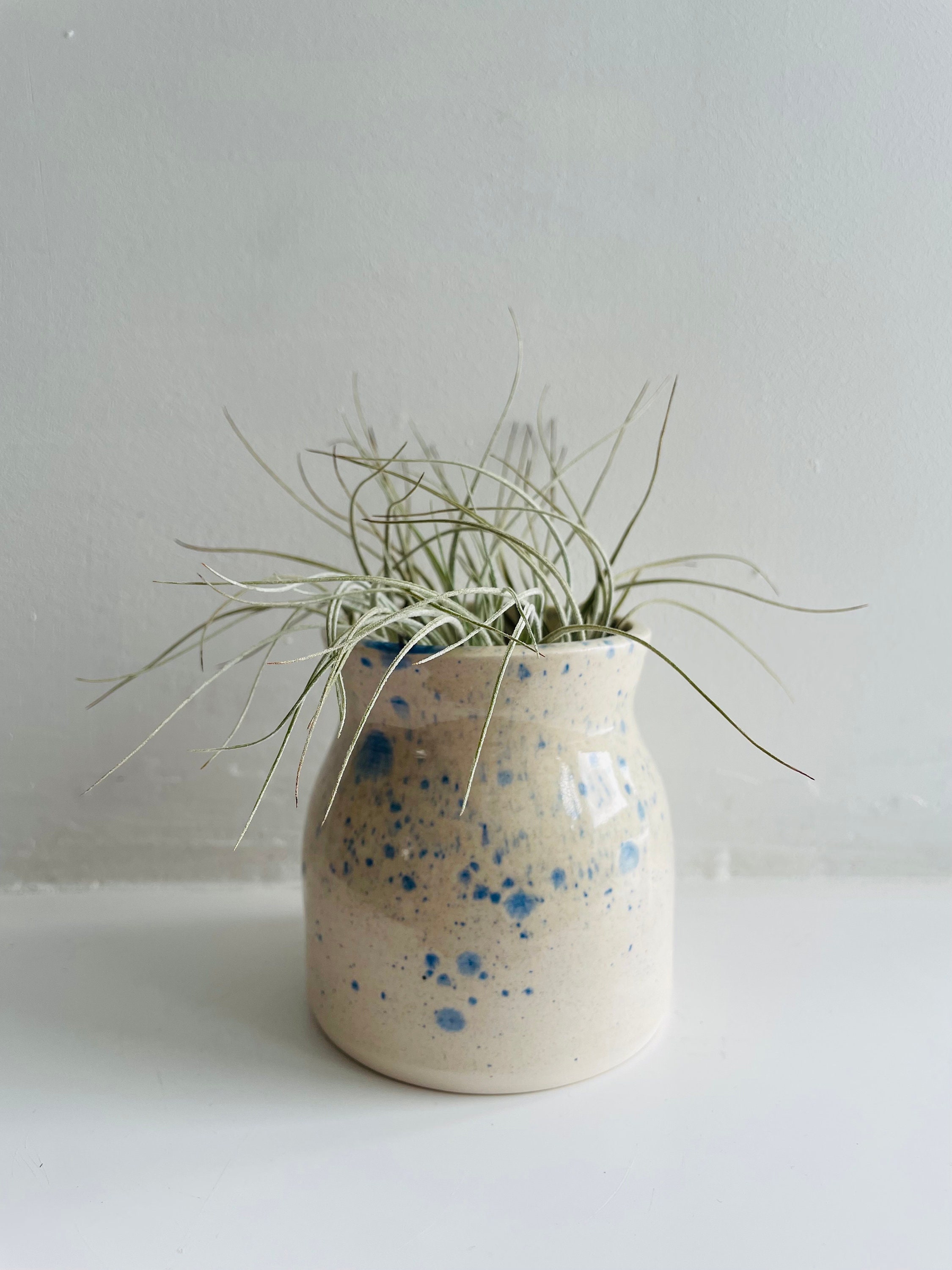 Ceramic Blue / White / Speckled Bud Vase / Decorative Pot / Container ...