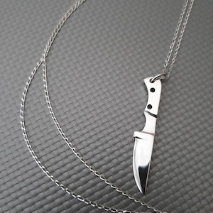 NECKLACE - chain with PENDANT - KNIFE in silver