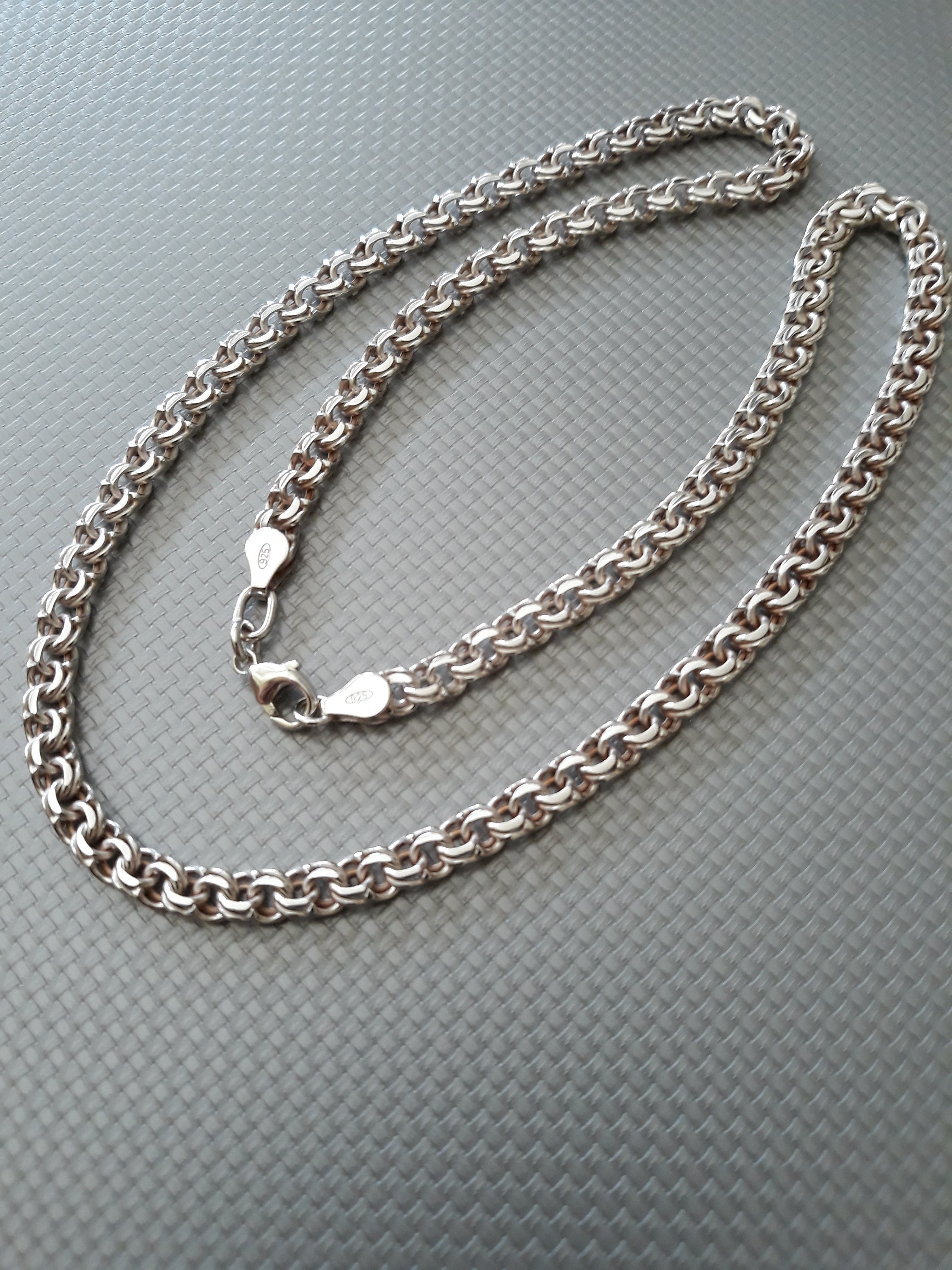 Handmade silver men's chain necklace