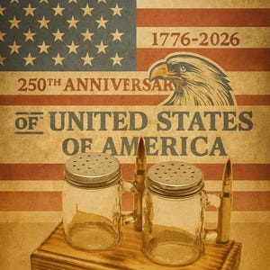 4 oz. Salt and Pepper shaker set with 30-06 bullet handle with Base, military/veterans/gun enthusiast