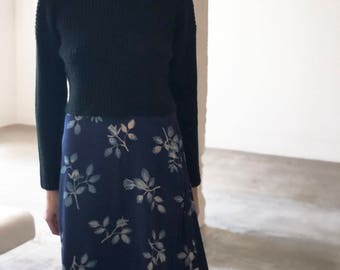 silk maxi skirt in blue floral