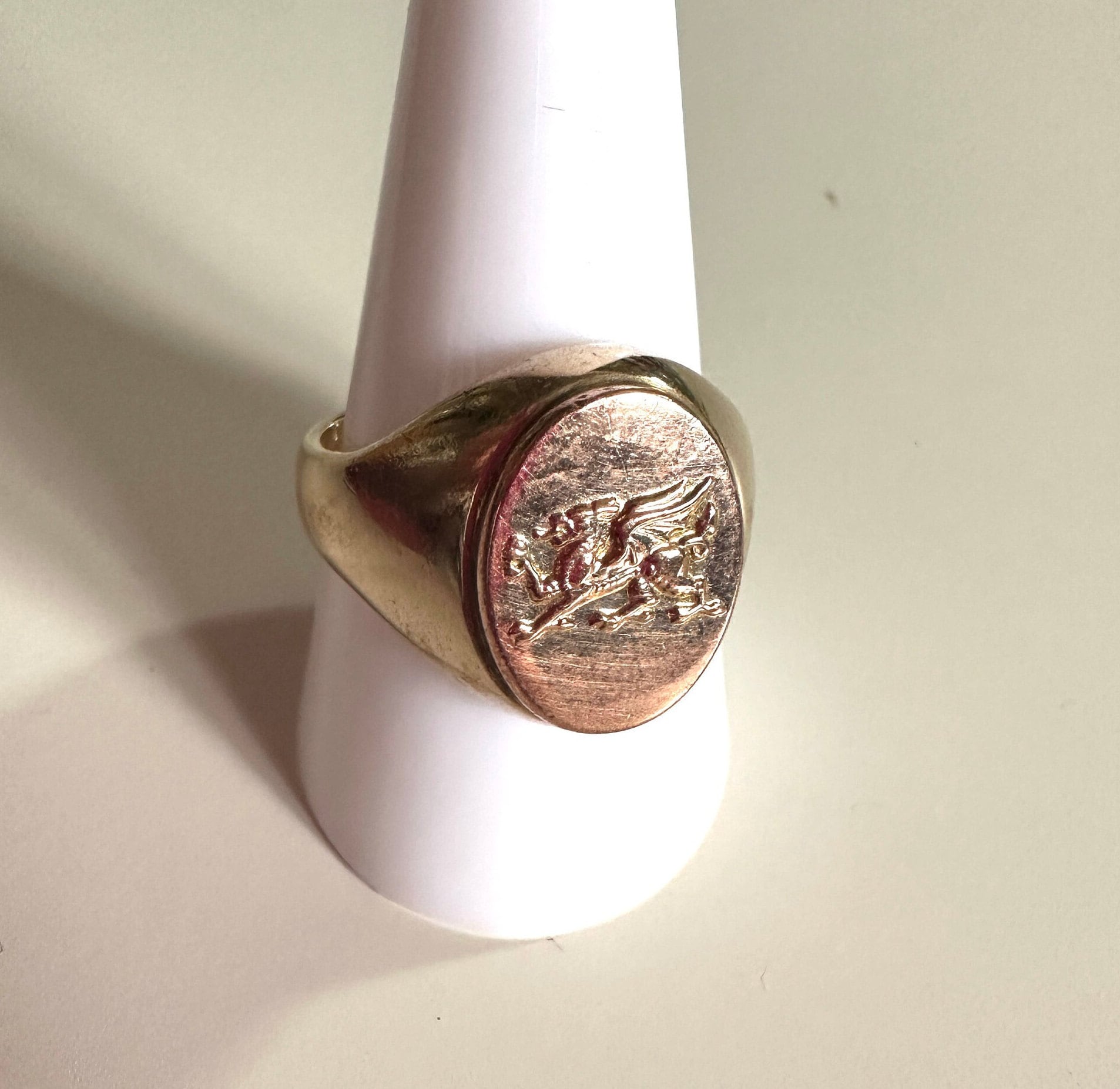 Vintage Welsh Dragon 9ct Gold Signet Ring - Etsy