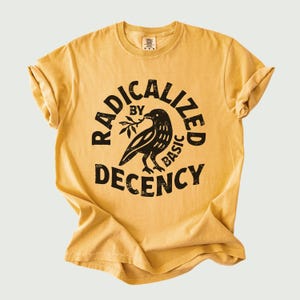 Radicalized by Basic Decency Chemise Comfort Colors®, T-shirt Activism, Abolish ICE, Chemise Rally, Chemise politique, Chinga La Migra, FDT