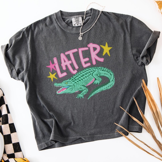 Comfort Colors® Womens Boxy Crop Top Later Gator Tee See You Later Alligator Summer Tee Funny Later Gator Last Day of School T-Shirt