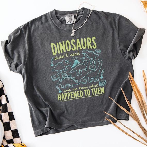 Comfort Colors® Dinosaurs Didn't Read Book Lover Boxy Crop Tee Read Banned Books Teacher Gift Funny Book Shirt Women's Boxy Crop Book Club
