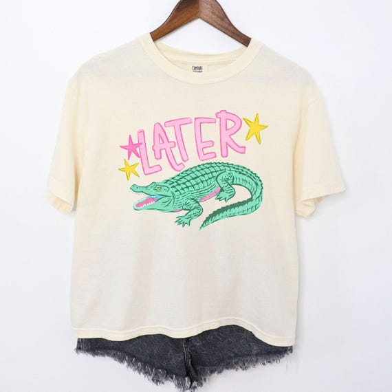 Comfort Colors® Womens Boxy Crop Top Later Gator Tee See You Later Alligator Summer Tee Funny Later Gator Last Day of School T-Shirt