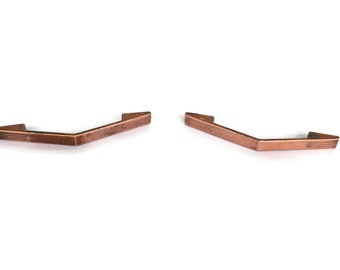 2 Vintage Copper Drawer Pulls / Mid Century Modern Copper Cabinet Pulls / JB Copper Hardware / Vintage Copper Pulls
