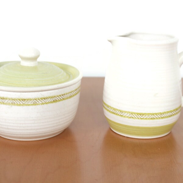 Franciscan Pottery Hacienda Green / Sugar Bowl and Creamer / Franciscan Earthenware