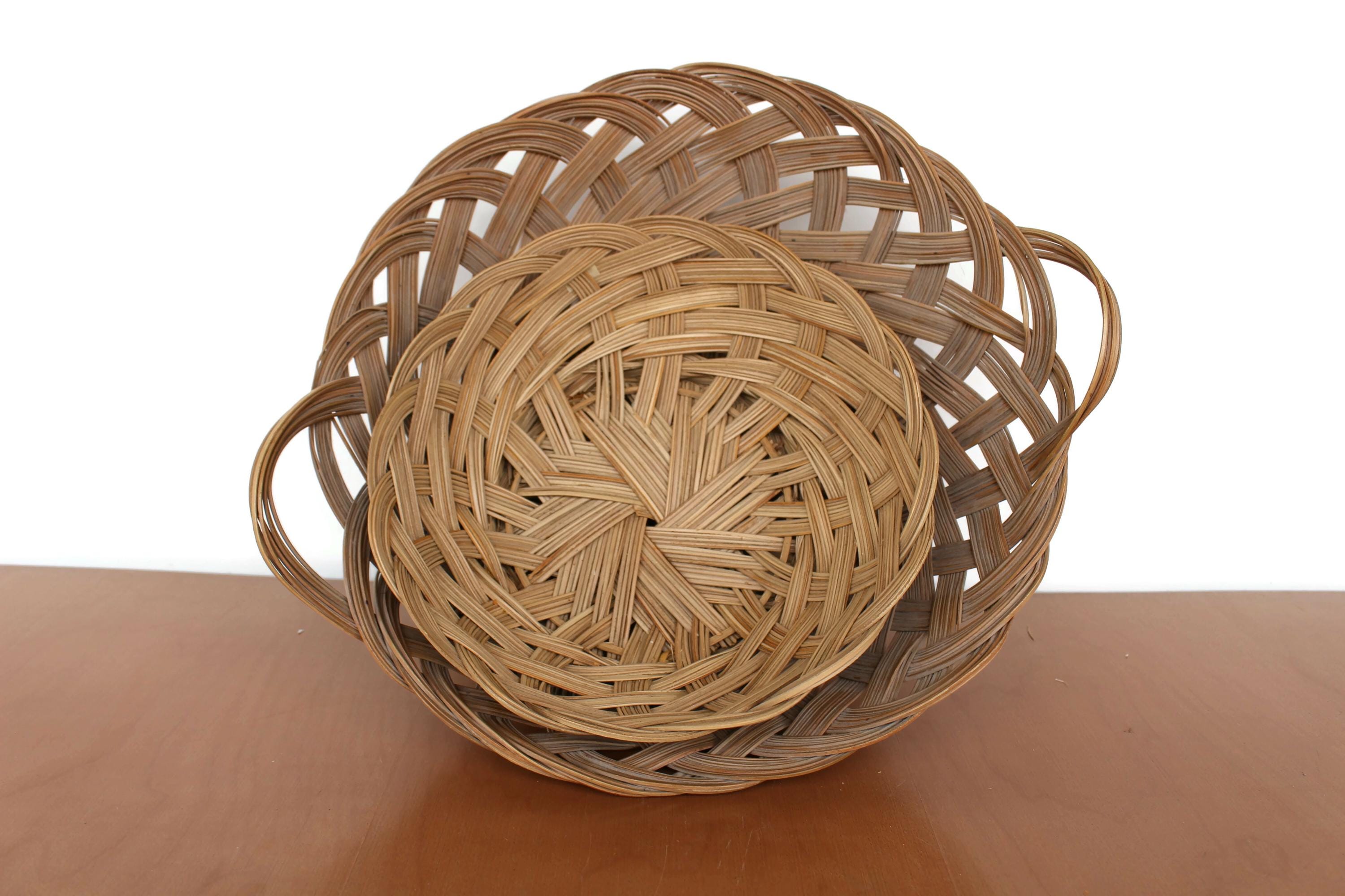 Vintage Wicker Basket Set: Flared Top Storage Baskets - Etsy