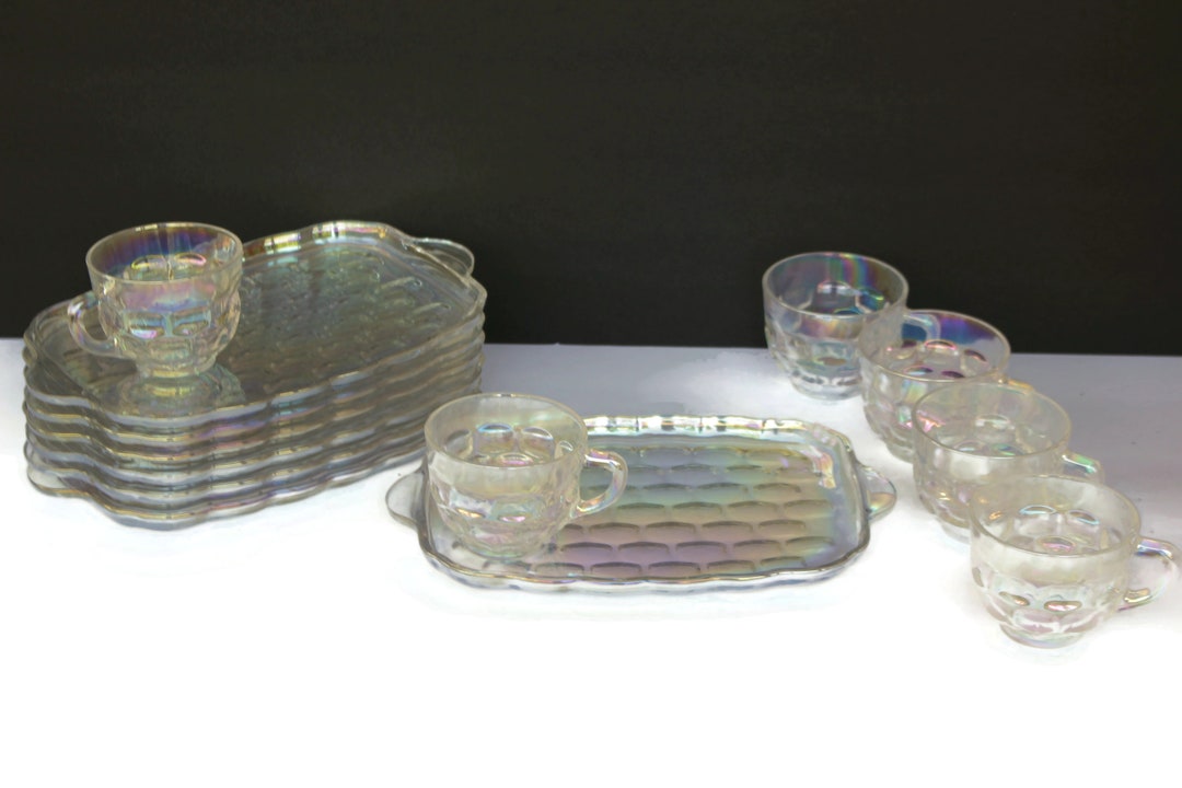 Federal Glass Yorktown Iridescent Carnival Glass Snack Set - 12