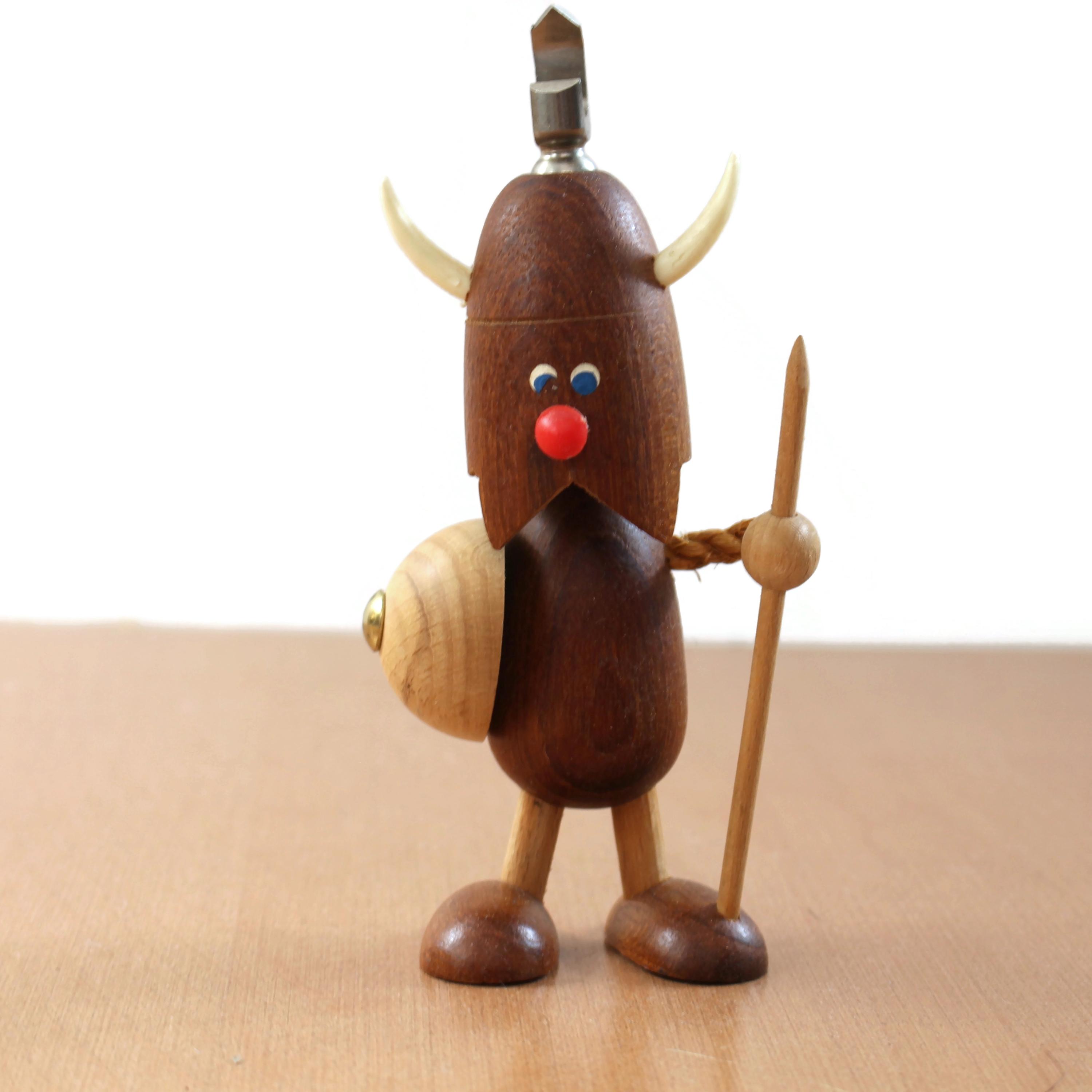 Vintage Carl Bent Teak Viking Gonk Bottle Opener, Danish Mid