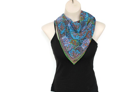 Vintage Glentex Scarf: Turquoise Paisley Patchwork, Japan - Etsy display picture 3