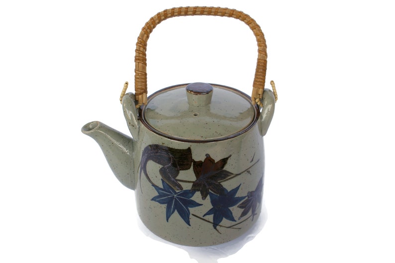 Vintage Ceramic Teapot / Leaf Print Pottery Teapot / Otagiri Etsy UK